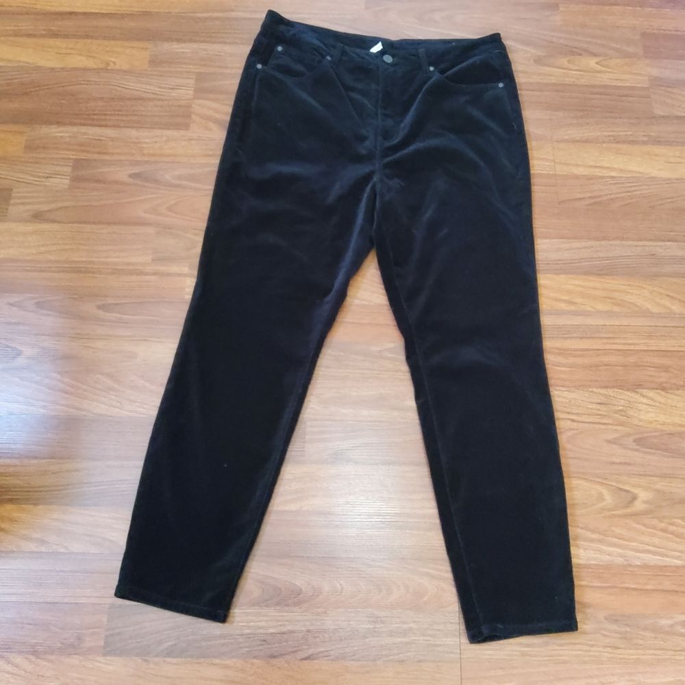 Soft Surroundings Black Velvet Ankle Crop Skinny Pants Size 16 New - Picture 3 of 8